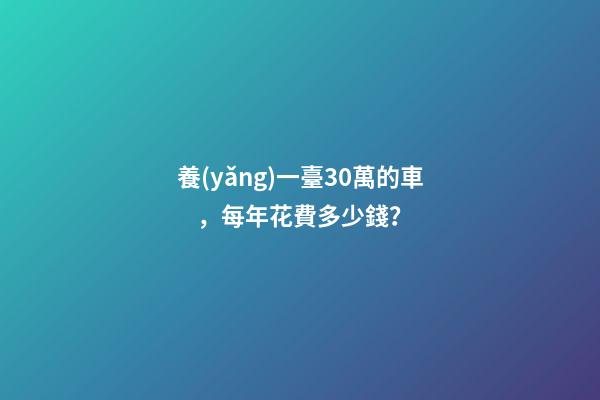 養(yǎng)一臺30萬的車，每年花費多少錢？